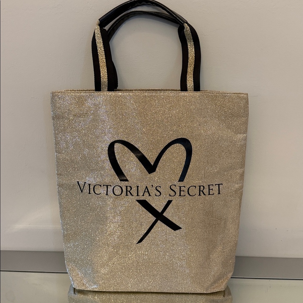 VICTORIA’S SECRET Gold Glitter Tote 2017 Fashion Show Bag Limited Edition